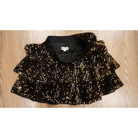 Grace Karin Girl's Sequin Ruffle Skirt - Gold/Black, Size 12Y - Picture 6 of 13